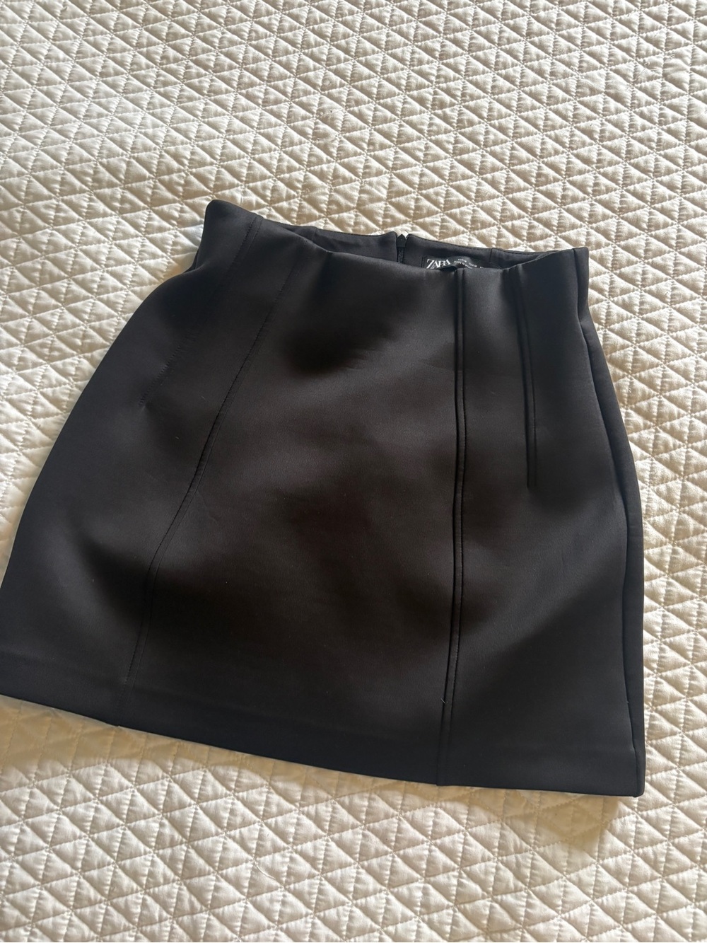 Zara Black Panel-Seam Mini Skirt